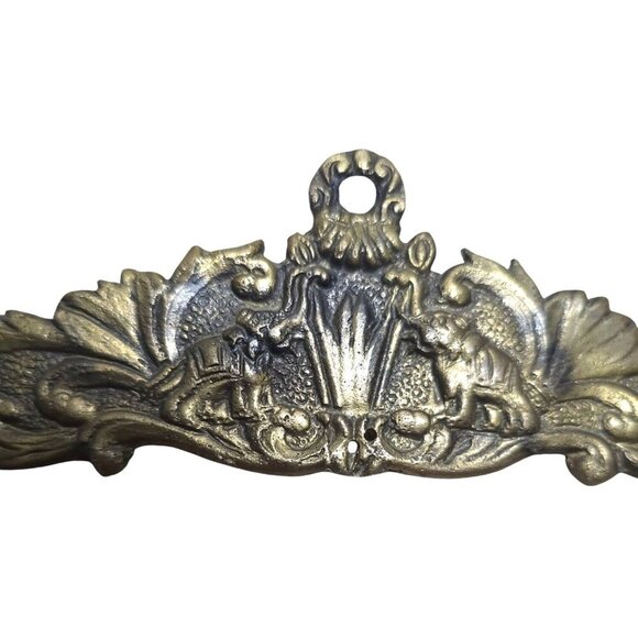 Vintage Solid Brass Bellpull Tapestry Hanger Ornate Elephants Embroidery Hanger - Picture 12 of 16